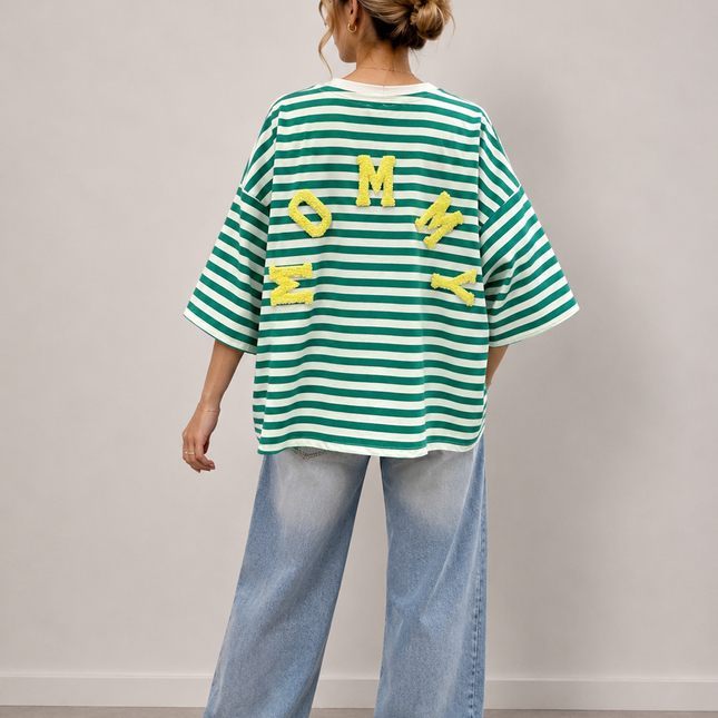 T-shirt streep Mommy | groen