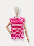 Streep top | fuchsia-roze