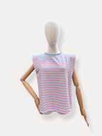 Streep Top | roze-blauw