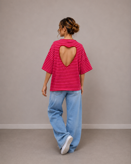 STRIPED HEART T-SHIRT
