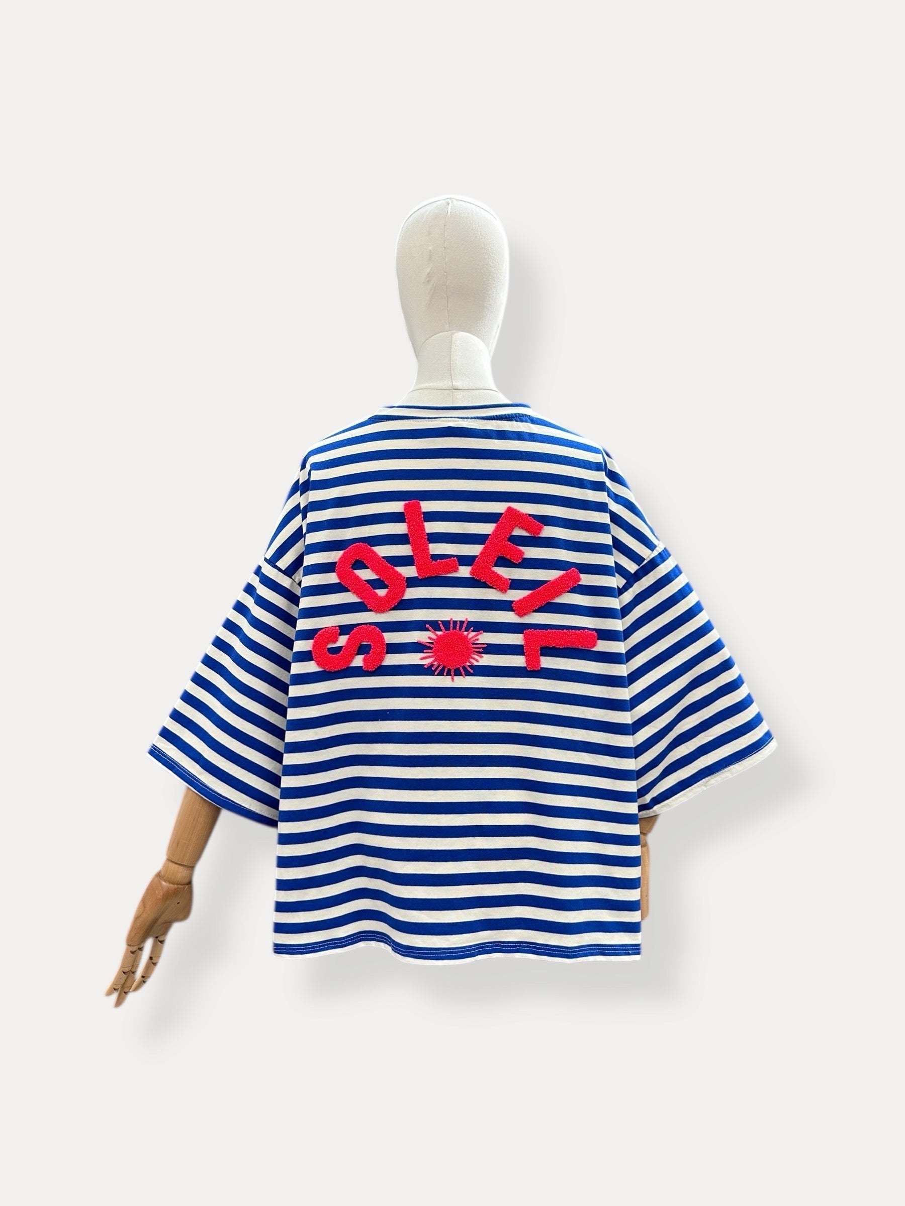 T-shirt streep soleil | kobalt