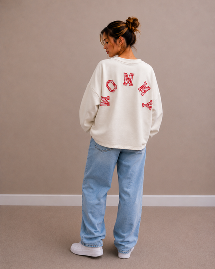 Mommy Sweater | beige checkered