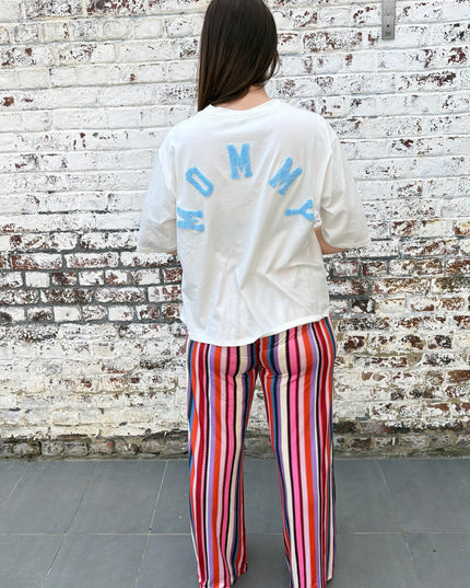 Shirt mommy | wit-blauw