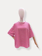 T-shirt streep Hart | fuchsia-ecru