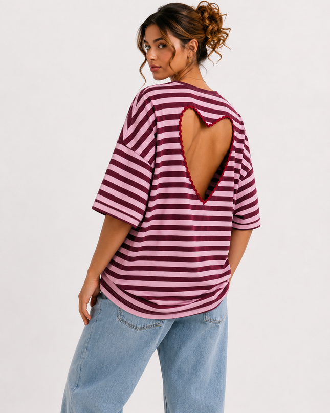 STRIPED HEART T-SHIRT