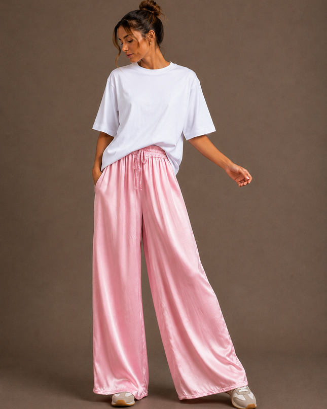 Silk trousers | red