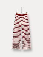Gestreepte crochet broek | roze