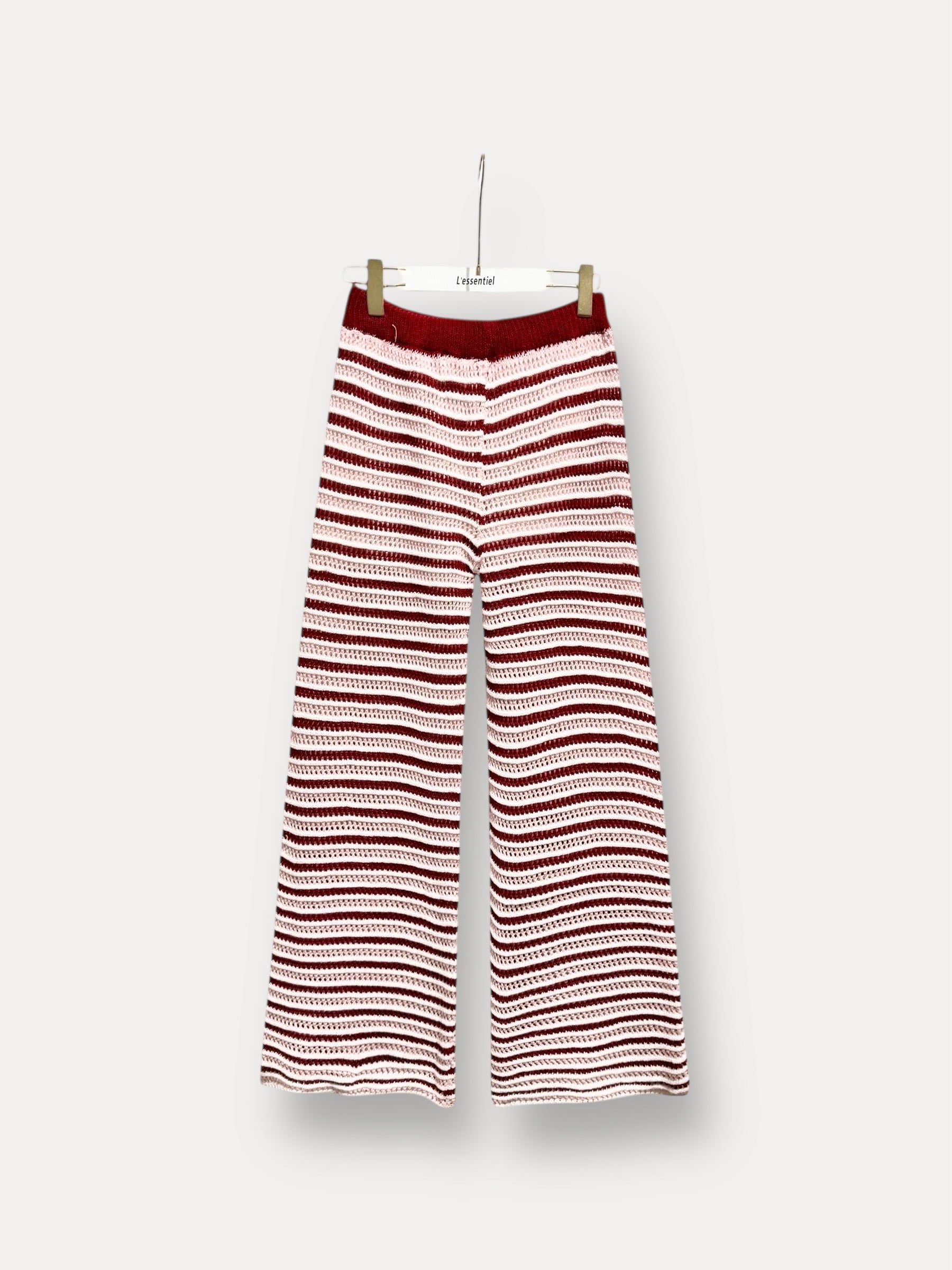 Gestreepte crochet broek | roze