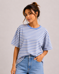 Streep T-shirt | blauw-wit