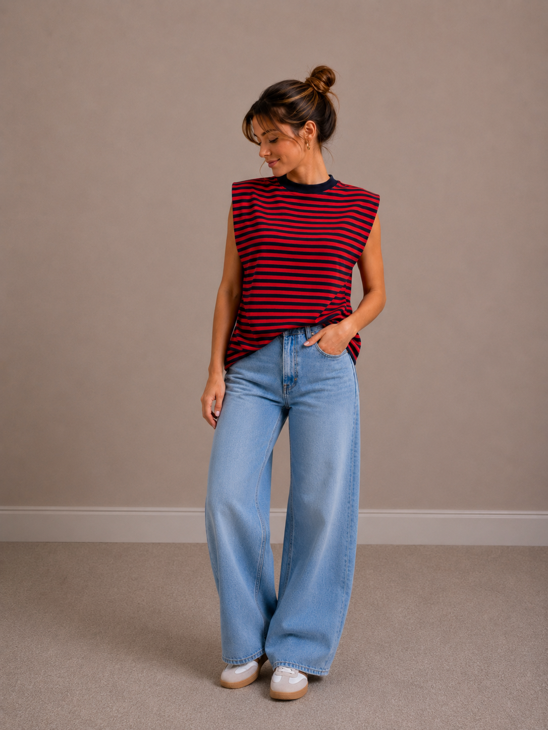 Streep Top | marine-rood