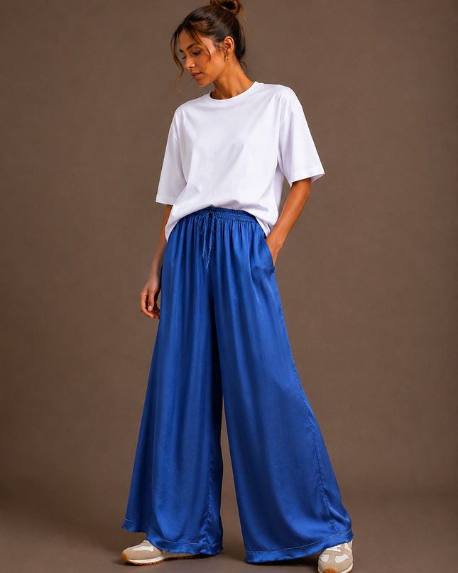 Silk trousers | red