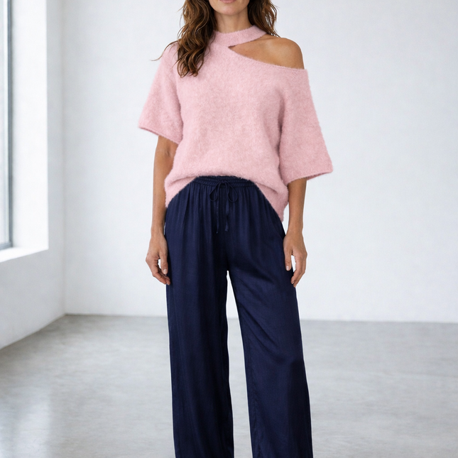 Open Hals Knit | roze