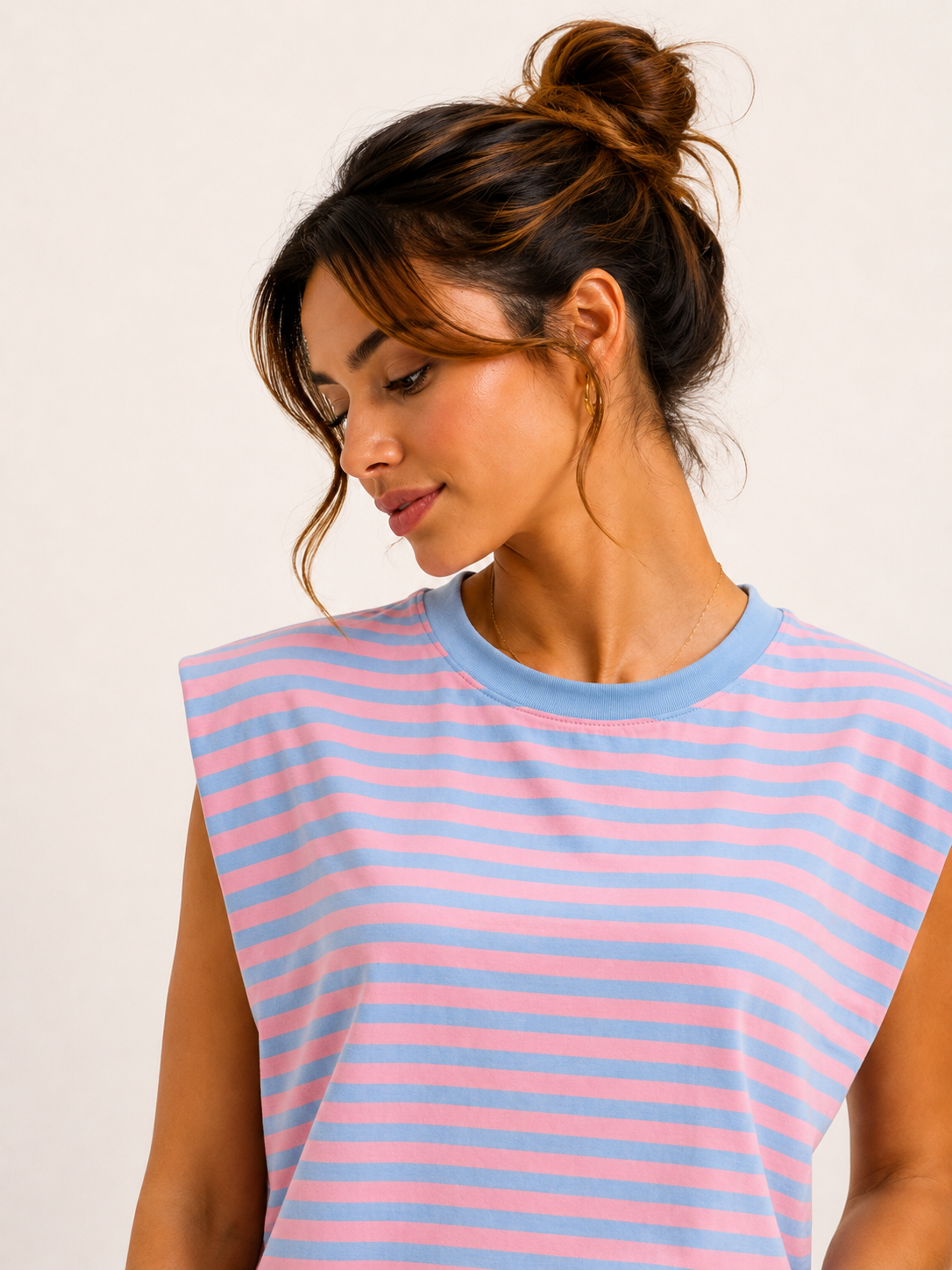 Streep Top | roze-blauw