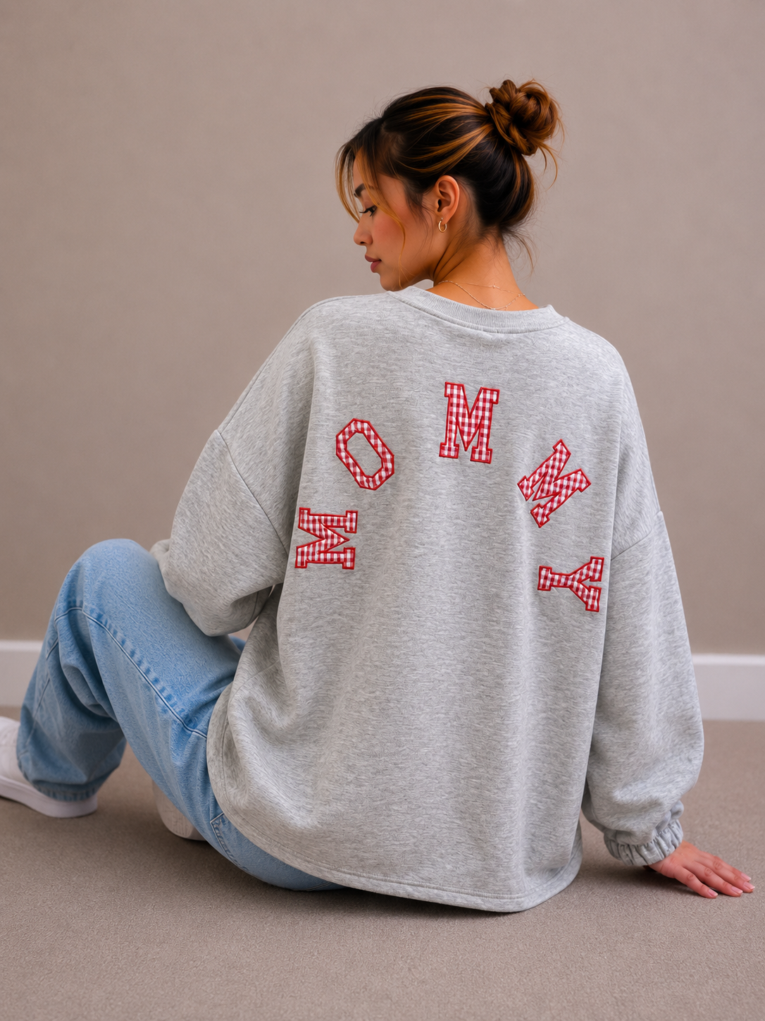 Mommy Sweater | grijs-ruitjes