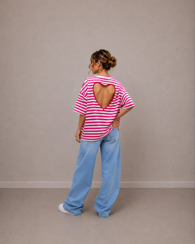 STRIPED HEART T-SHIRT