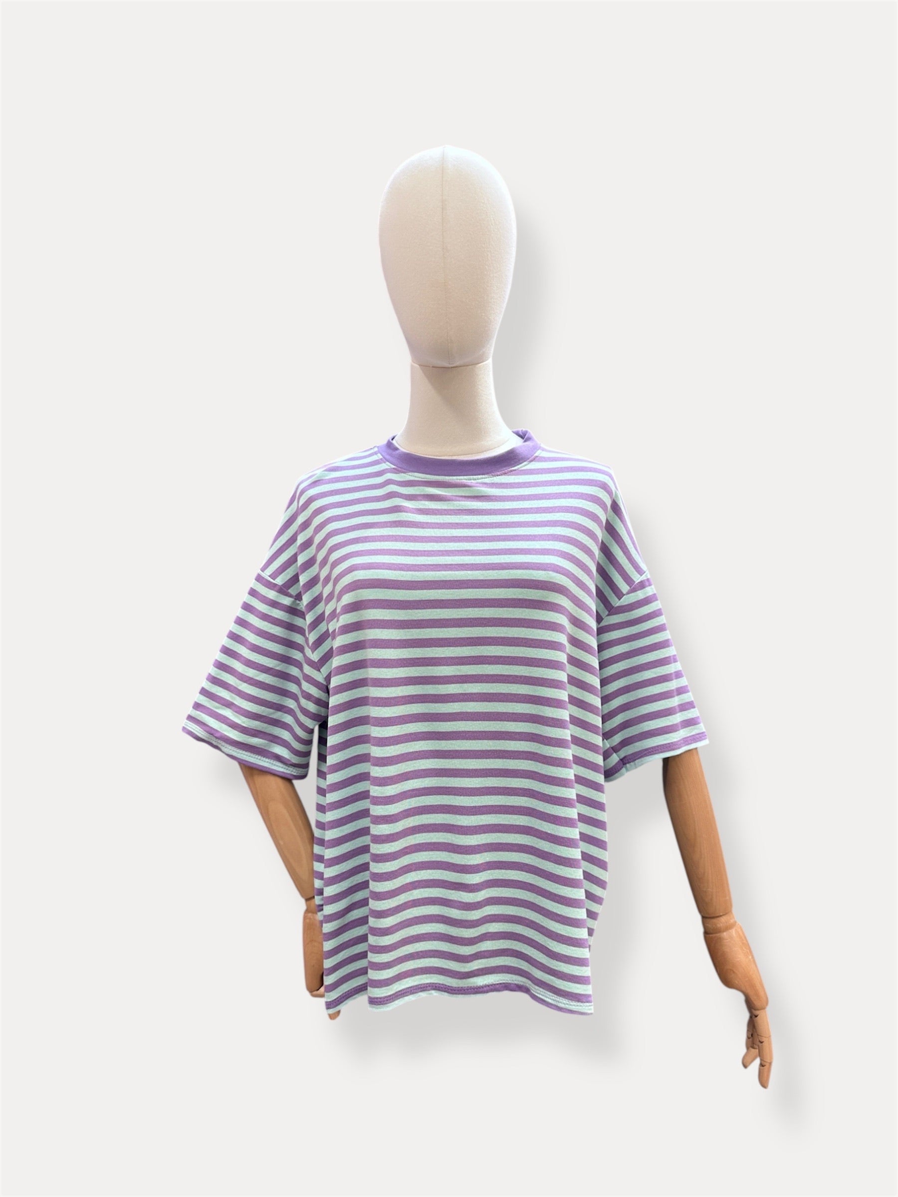 Streep T-shirt | paars-blauw