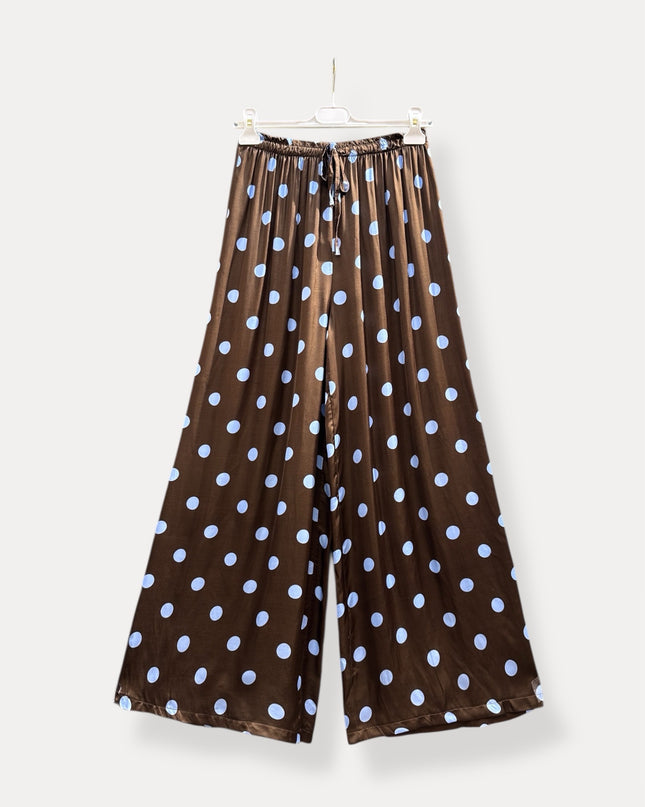Polka dot broek | bruin-blauw