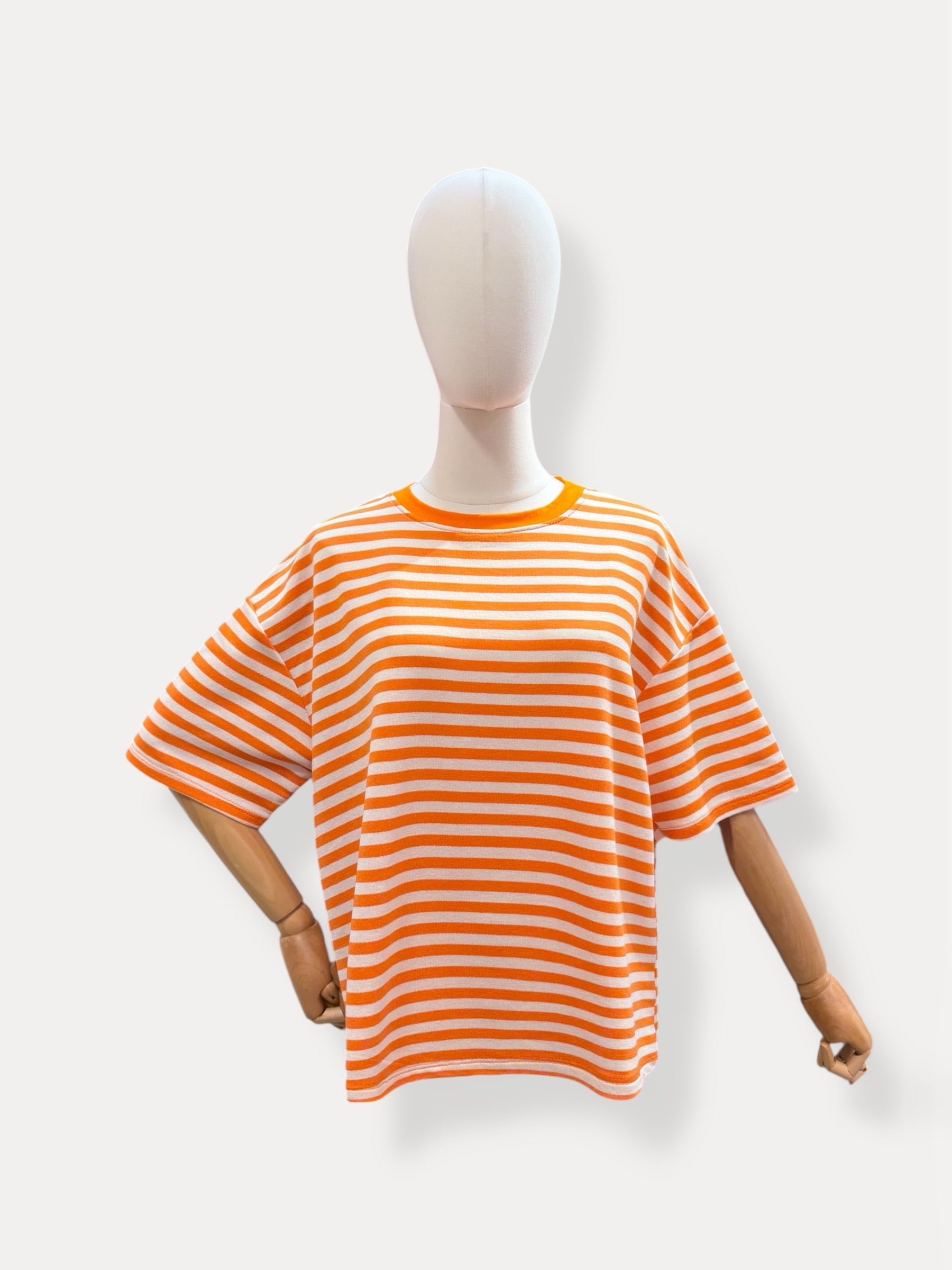 Streep shirt | oranje-ecru