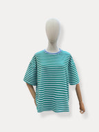 Streep T-shirt | groen-blauw