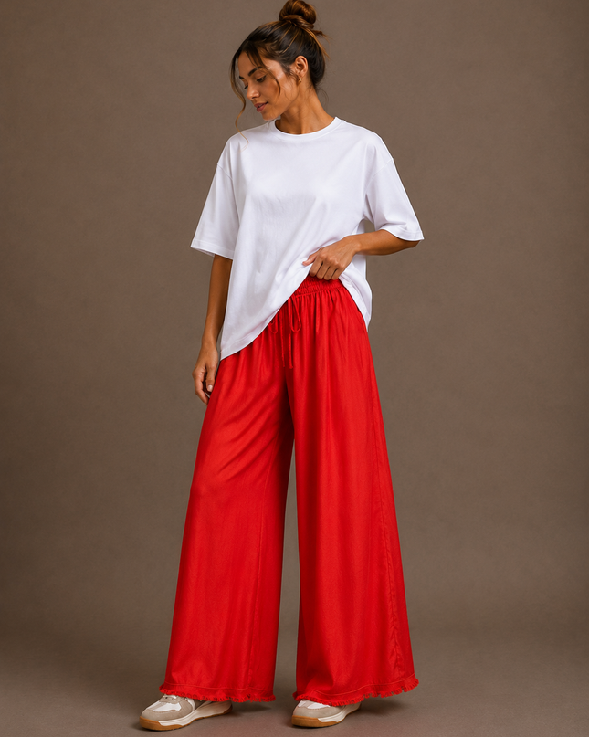 Silk trousers | red