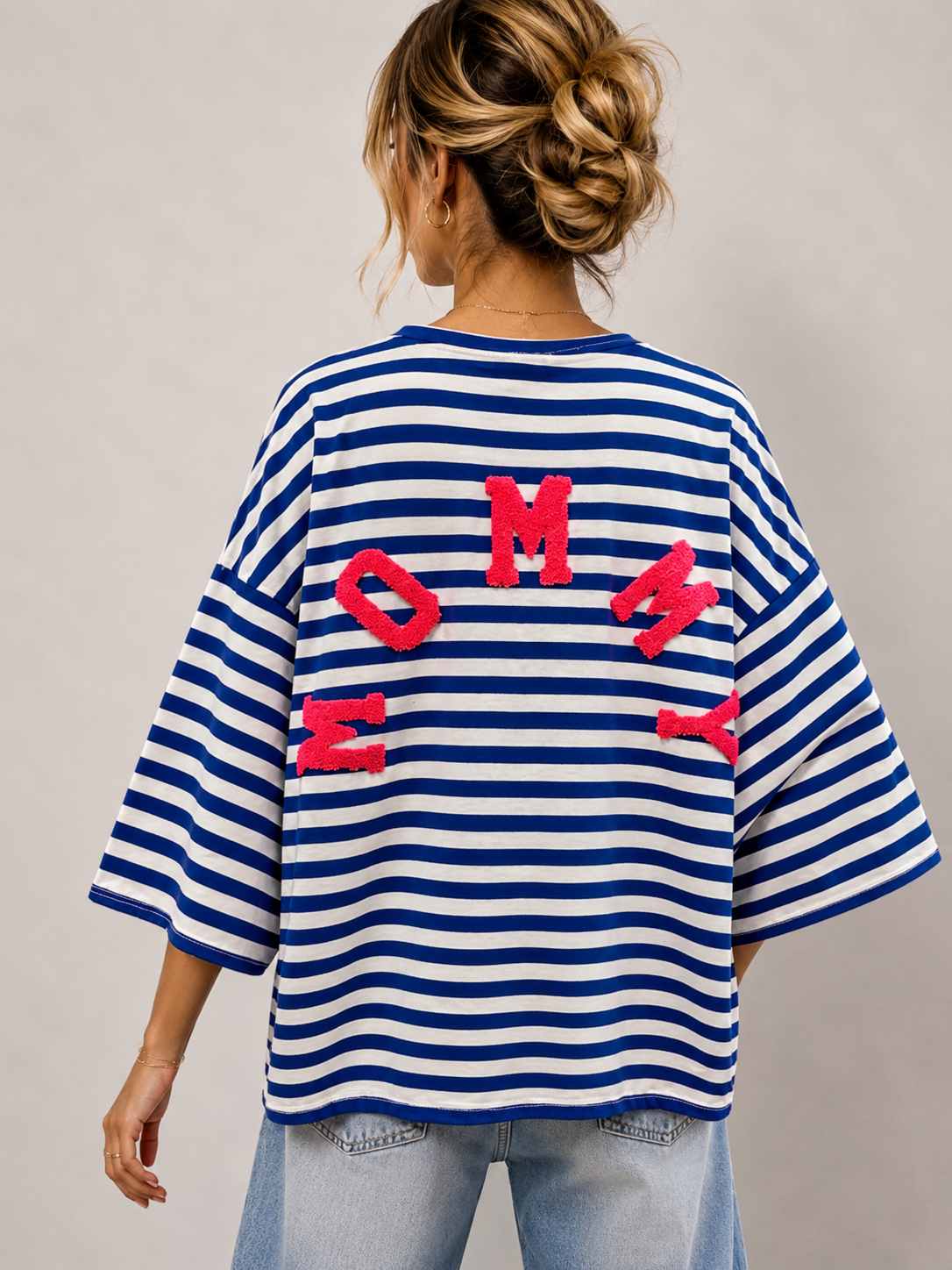 T-shirt streep Mommy | kobalt
