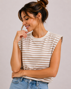 Streep Top | beige-wit