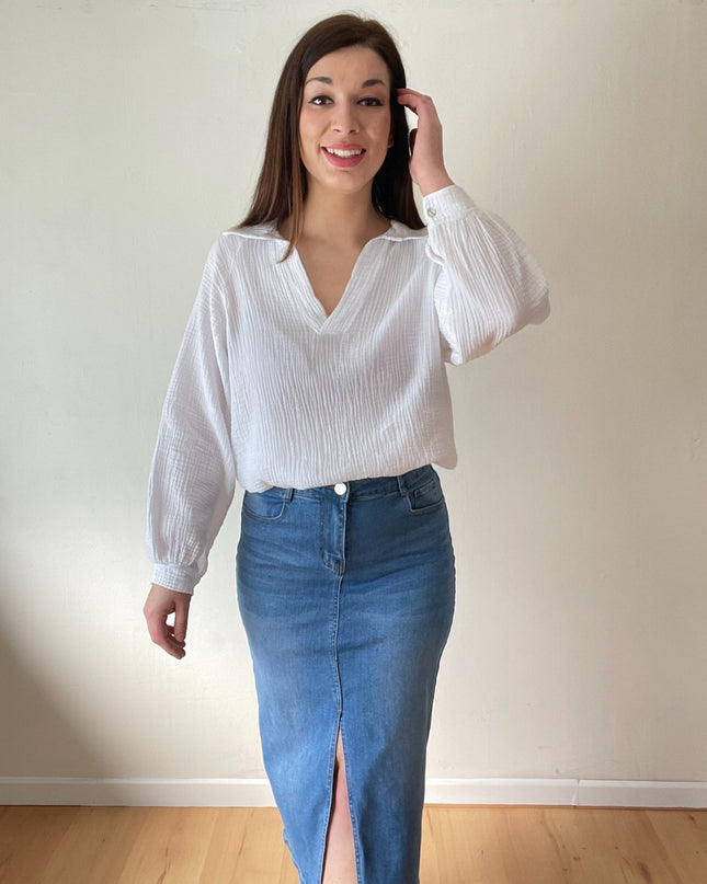 Denim skirt / dark blue - Stylishh Fashion
