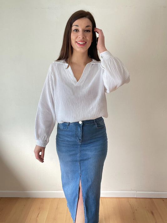 Denim skirt / dark blue - Stylishh Fashion