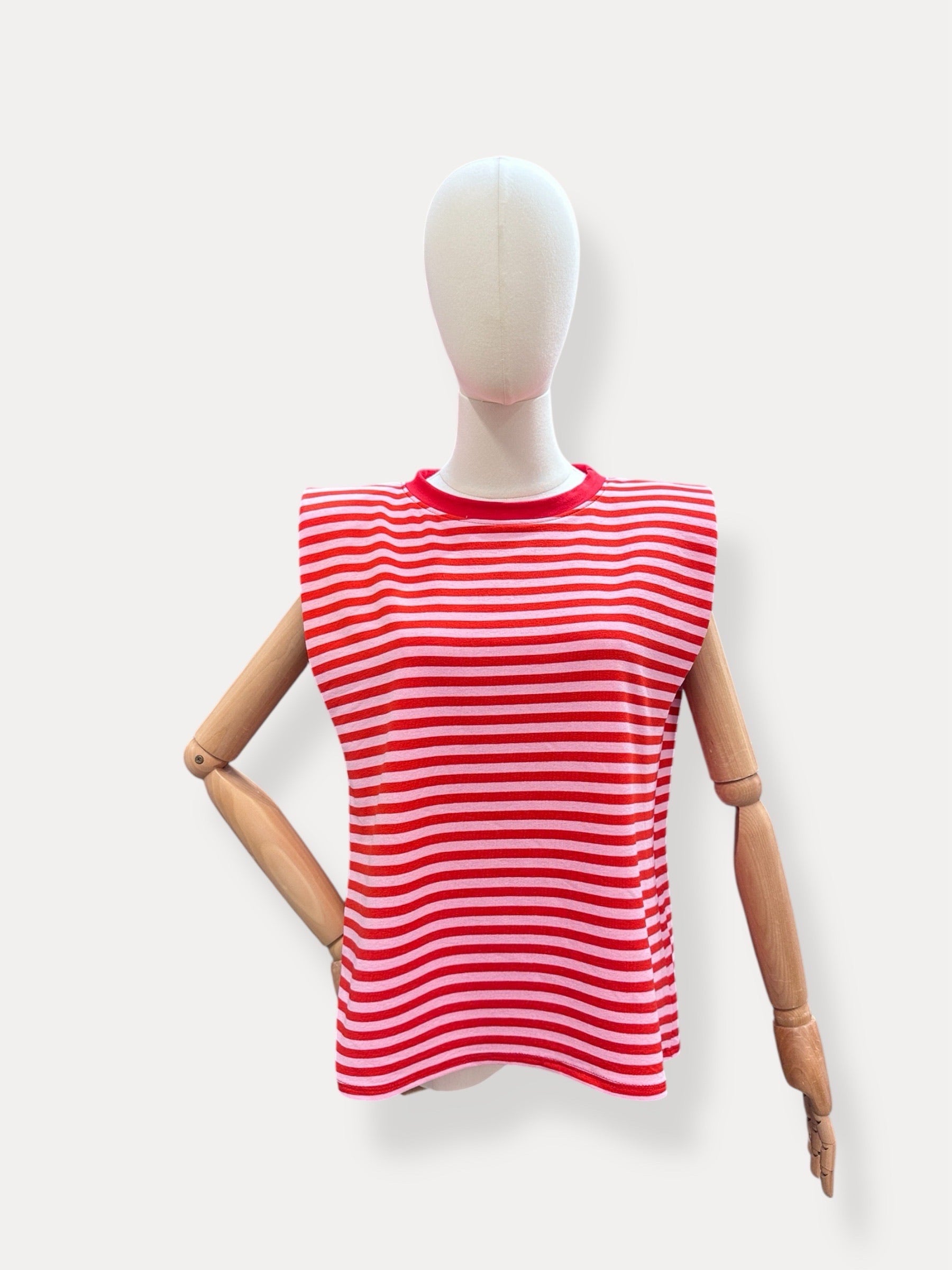 Streep top | rood-roze