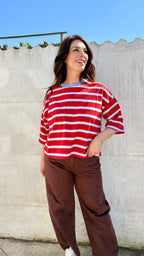T-shirt stripe with bow | red