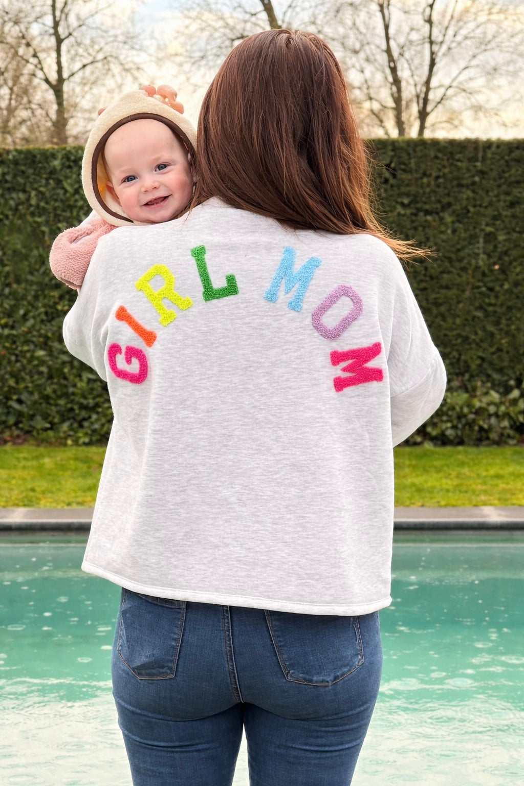 Girlmom sweater | grijs-multi