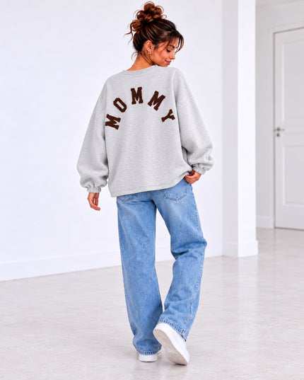 MOMMY SWEATER GRIJS/CHOCO