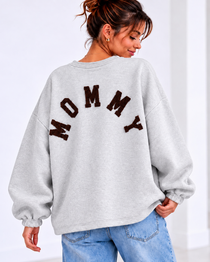 MOMMY SWEATER GRIJS/CHOCO