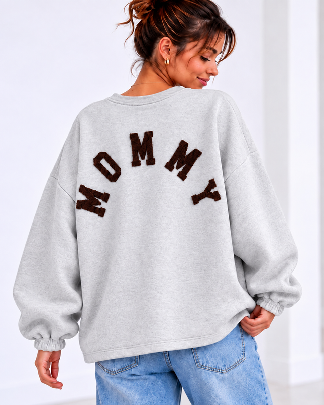 MOMMY SWEATER GRIJS/CHOCO