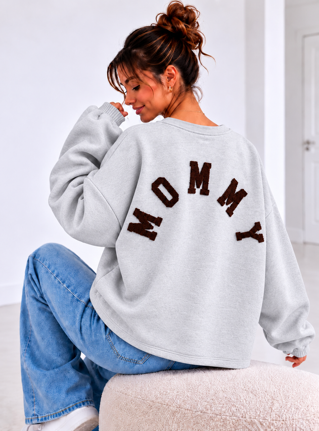 MOMMY SWEATER GRIJS/CHOCO