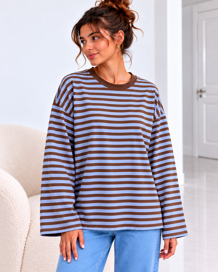 Striped Blouse | orange-fuchsia