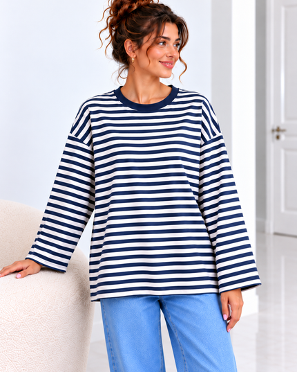 Striped Blouse | orange-fuchsia