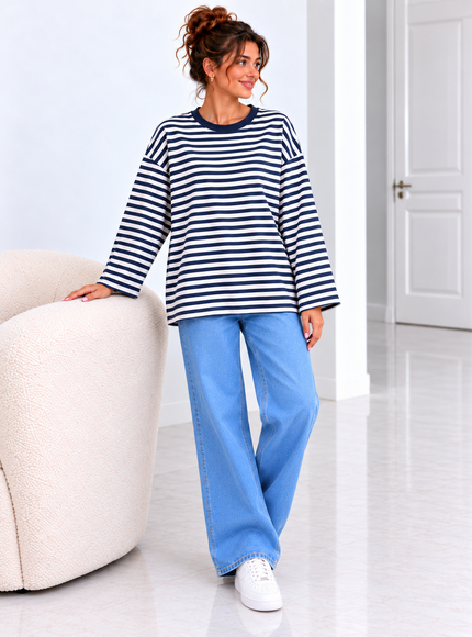 Striped Blouse | orange-fuchsia