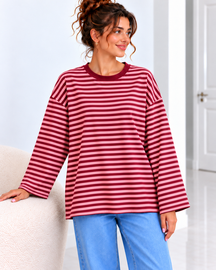 Striped Blouse | orange-fuchsia