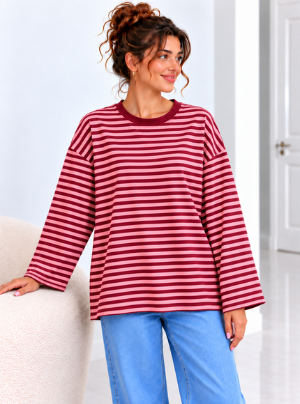Striped Blouse | orange-fuchsia