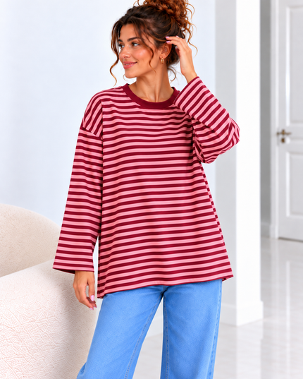 Striped Blouse | orange-fuchsia