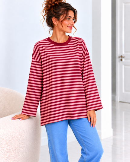 Striped Blouse | orange-fuchsia