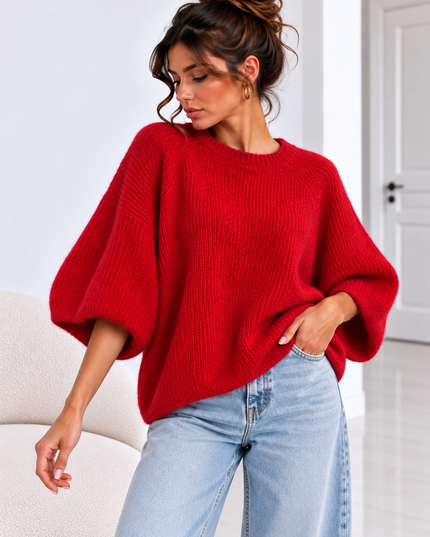 KNIT MET HALFLANGE MOUW ROOD