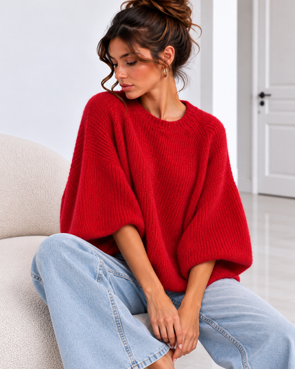 KNIT MET HALFLANGE MOUW ROOD