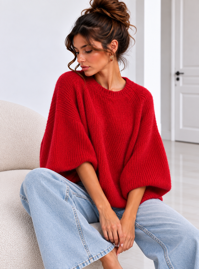 KNIT MET HALFLANGE MOUW ROOD