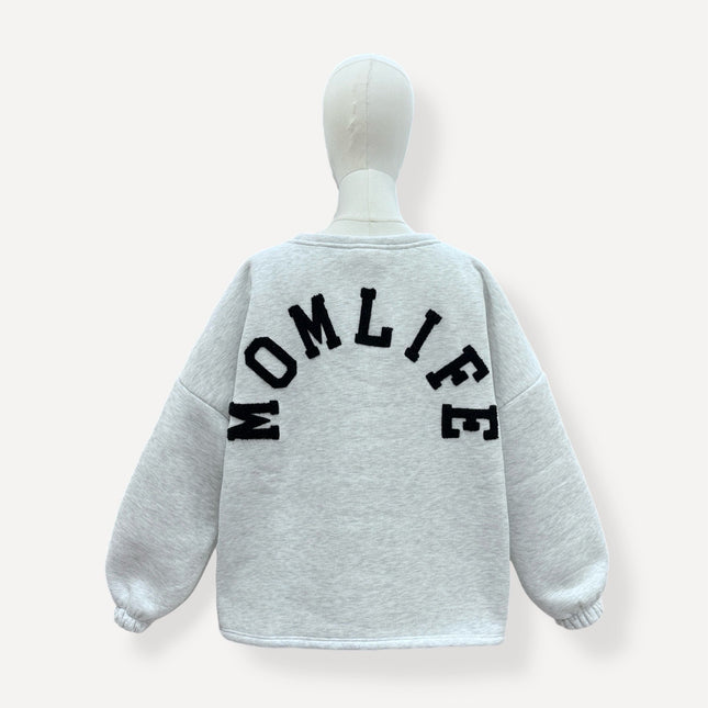 Momlife Sweater | grijs-zwart