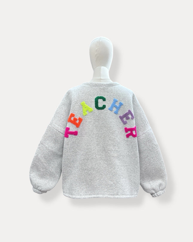 Teacher sweater | grijs-multi