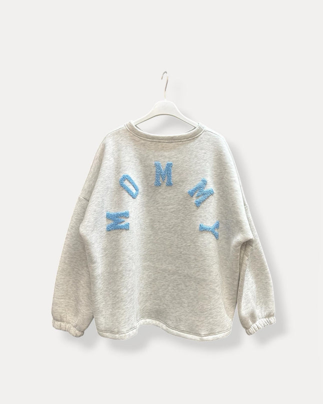 Mommy sweater | grijs-blauw
