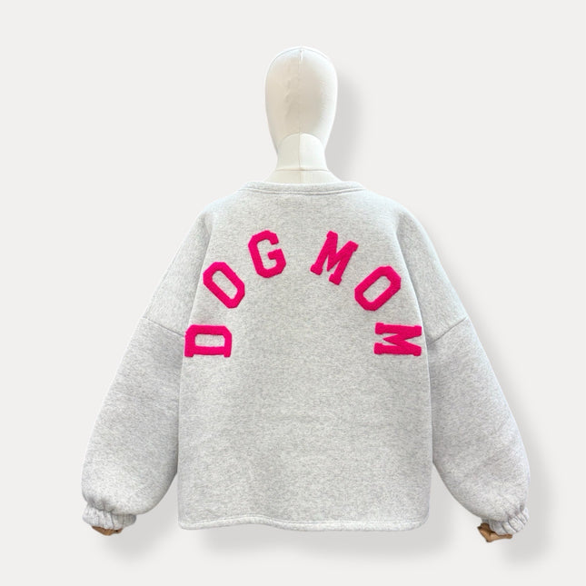 Dogmom Sweater | grijs-fuchsia
