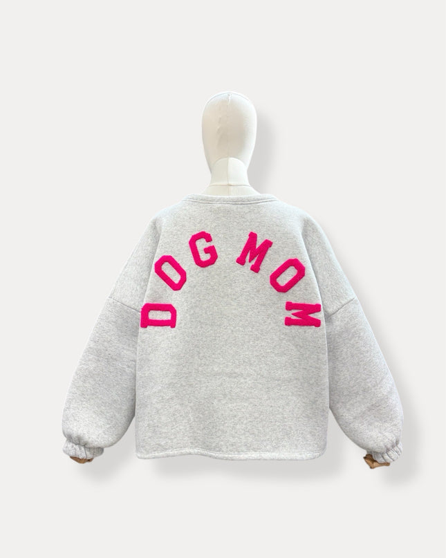 Dogmom sweater | grijs-fuchsia